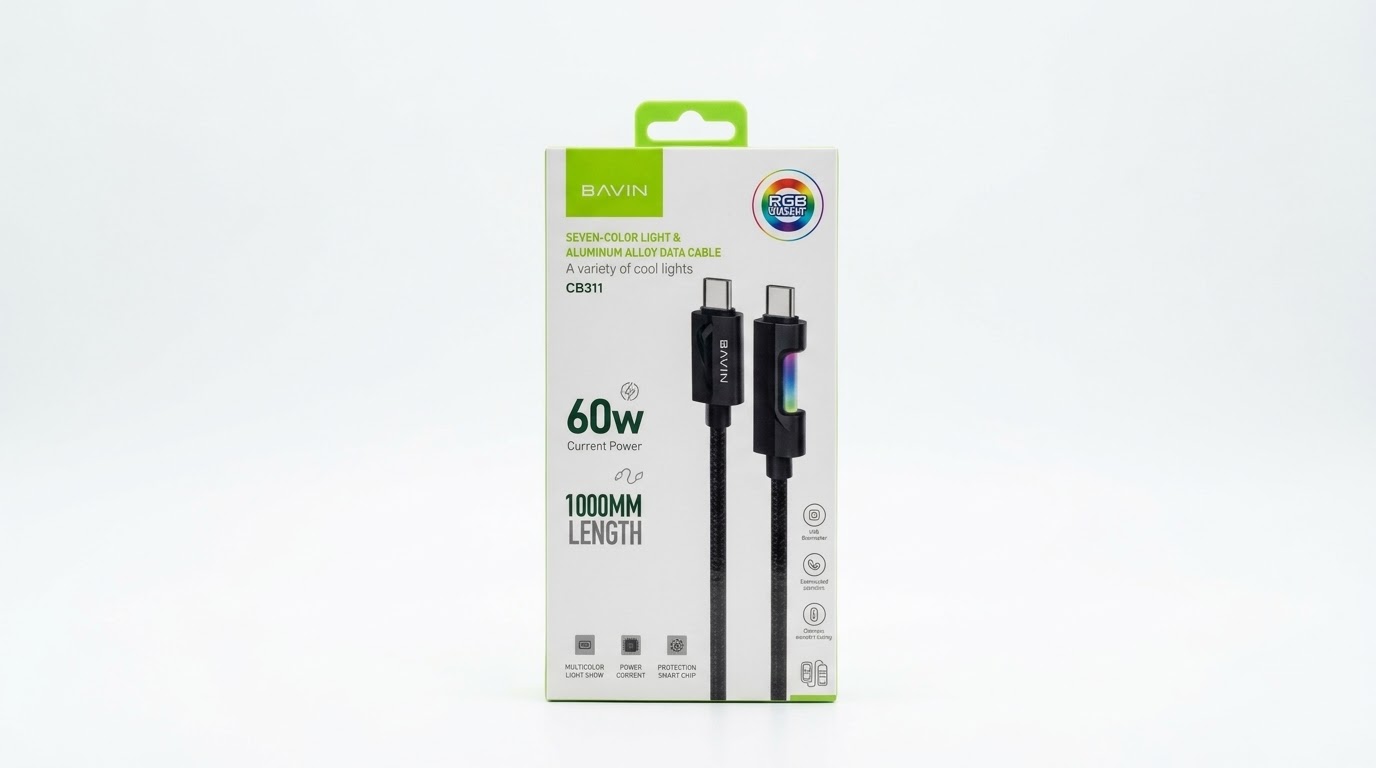 Seven color Light & Aluminum Alloy Data Cable 60W